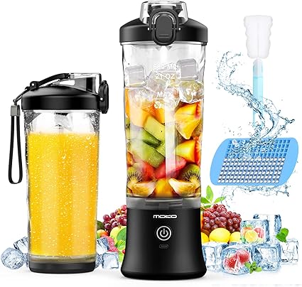 ＭoKo Portable Blender, 270 Watt Personal Blender for Shakes and Smoothies,21OZ Personal Blender USB Rechargeable with 6 Blades, BRA Free, Smoothie Blender for Kitchen Sports Travel and Outdoors,Black