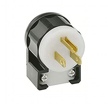 Leviton 5266-CA 15 Amp, 125 Volt, Angle Plug, Straight Blade, Industrial Grade, Grounding, Black-White (4 Pack)