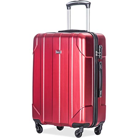 Merax P.E.T Luggage Light Weight Spinner Suitcase 20inch 24inch and 28 inch Available (28-Consignment, Red)