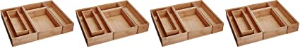 Lipper International 88005 Bamboo Wood Drawer Organizer Boxes, Assorted Sizes, 5-Piece Set (Fоur Расk)