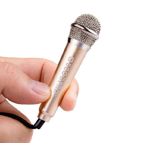 ECOOPRO Mini Cardioid Vocal Microphone for Recording, Internet Chatting on PC, Tablets, Smartphones, Laptops Gold