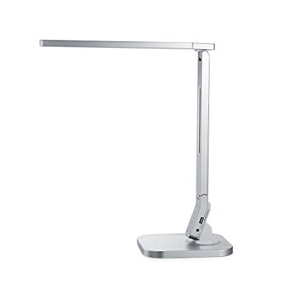 TaoTronics Dimmable Eye-care LED Desk Lamp(Silver, 4 Lighting Modes, 5-Level Dimmer, Touch-Sensitive Control Panel, 1-Hour Auto Timer, 5V/2A USB Charging Port,, Mobile Device Charger)