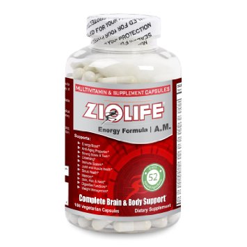 Ziolife AM Energy Formula Over 50 Natural Supplements per serving 180 capsules