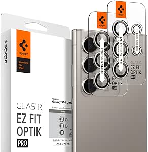 Spigen EZ Fit Optik Pro Tempered Glass Camera Lens Protector for Samsung Galaxy S24 Ultra (2 Pack) - Gray