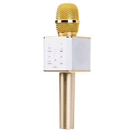 Wireless Q7 Karaoke Microphone, Portable Handheld Bluetooth Condenser Microphone and Speaker for for iPhone/iPad/iPod/ Samsung Sony HTC Lumia Smartphones