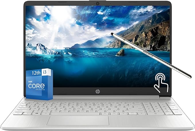 HP 2023 Flagship Touchscreen Laptop 15.6" HD Display, Intel Core i3-1215U (Up to 4.4GHz (Beat i5-1135G4), 16 GB RAM - 512GB PCie SSD, Numeric Pad, Bluetooth 5, Win 11 Home s, W/Stylus Pen, Silver