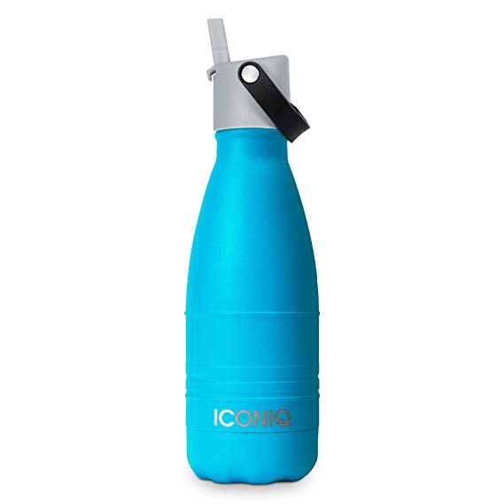 ICONIQ Stainless Steel Vacuum Insulated Water Bottle with Pop Up Straw Cap | 12 Ounce