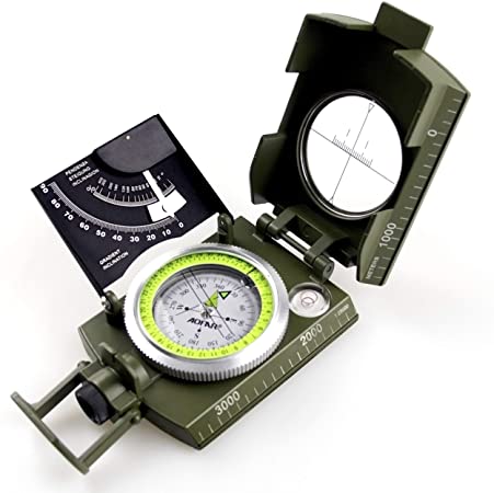 AOFAR AF-M2-B Military Compass Lensatic Sighting-Multifunctional, Fluorescent, Waterproof and Shakeproof with Inclinometer and Carrying Bag for Camping, Hiking, Hunting
