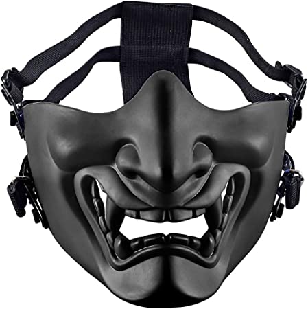 Aoutacc Airsoft Half Face Masks, Evil Demon Monster Kabuki Samurai Hannya Oni Half Face Protective Masks Masquerade Ball, Party, Halloween, Cs War Game