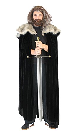 Game of Thrones Medieval North King Ned Stark Fur Costume Cloak Cape