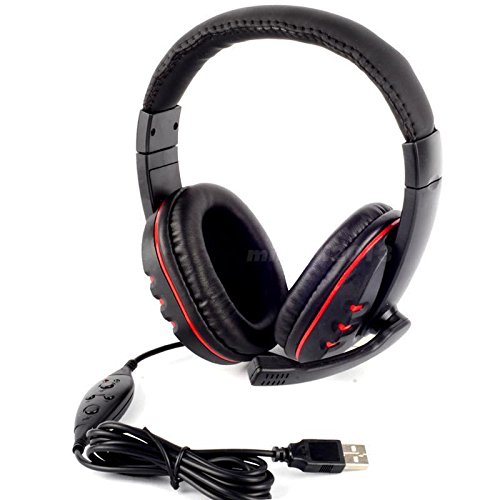 Ceweal PRO USB Stereo Headphone Microphone MIC Game Gaming Headset for PS3 PS 3 Laptop