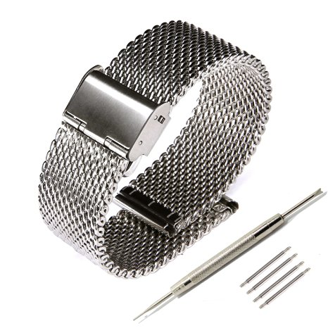 Tezer 304L Stainless Steel 22mm Metal Watch Band for Pebble Time/ Pebble Time Steel/ Pebble Classic
