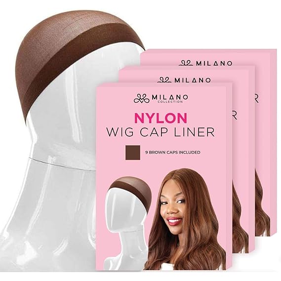 MILANO COLLECTION Wig Caps for Women | Premium Breathable, Stretchable, Nylon Bald Wig Cap Liner Stocking for Wigs and Lace Front Wigs, Hair Cap, Chocolate Brown, 3 Packs of 9 Caps, 27 Count