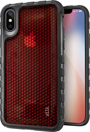 Silk iPhone X Tough Case - SILK ARMOR Protective Rugged Grip Cover - "Guardzilla" - Includes Tempered Glass Screen Protector - Crimson Red