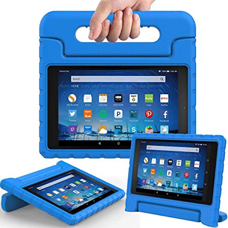 AVAWO Shock Proof Case for Fire HD 8 2017 Tablet - Kids Shockproof Convertible Handle Light Weight Protective Stand Case for Fire HD 8-inch (7th Generation, 2017 Release), Blue