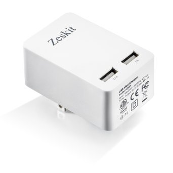Zeksit AD569 Dual USB Fast Speed Wall Charger - White