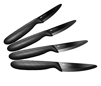 Slice 10710 4-Piece Steak Knife Set, High Carbon Stainless Steel, 4-Inch, Black Titanium (Non-Stick)