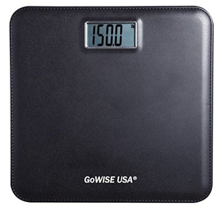 GoWISE USA GW22035 Electronic Personal Digital Scale w/ Step-On Techonology & Wide Platform & LCD Display 400LB Capacity Black