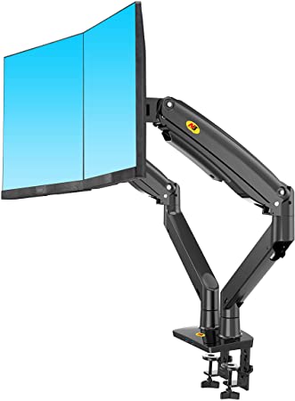 North Bayou Dual Monitor Desk Mount Stand Full Motion Swivel Computer Monitor Arm for Two Screens up to 32'' with Gas Spring - Black