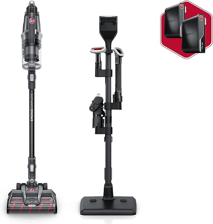 Hoover ONEPWR WindTunnel Emerge Complete Cordless Lightweight Stick Vacuum with All-Terrain Dual Brush Roll, 2 Batteries Included, BH53654VE, Black