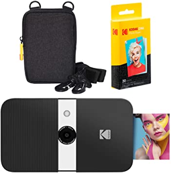 KODAK Smile Instant Print Digital Camera (Black/White) Soft Case Kit