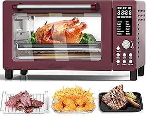 Nuwave Bravo Pro Smart Air Fryer Toaster Oven Combo, Airfryer Convection Oven Countertop, 12-in-1 Functions with Quicker & Even Crisp Technology, 1800W, 50-450°F, PFAS-Free, 21QT, Cinnamon