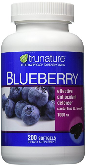 TruNature Blueberry Standardized Extract 1000 mg - 2 Bottles, 200 Softgels Each