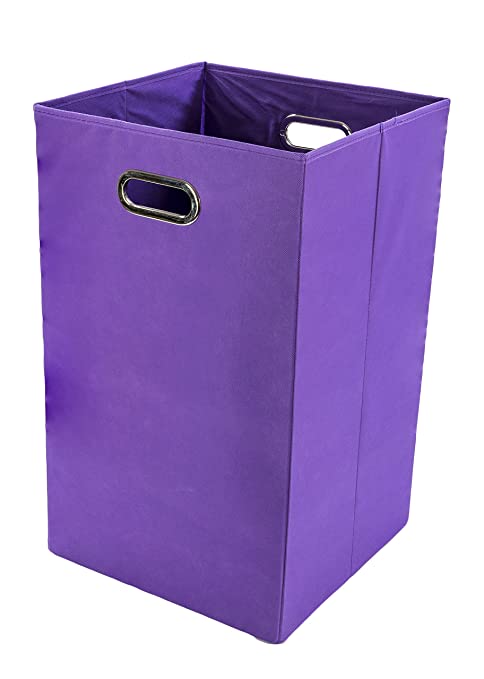 Modern Littles Folding Laundry Basket with Handles – High-Strength Polymer Construction – Folds for Easy Storage and Transportation – 13.75 Inches x 13.75 Inches x 22.75 Inches – Purple