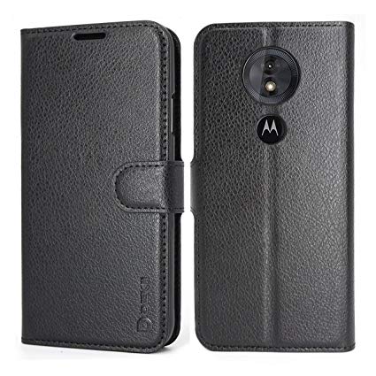 Moto G6 Play Case Cover Wallet Black for Men Women, Dekii Full Body Protective Moto G6 Forge Leather Case with Card Holder Cash Pocket, G6 Play Magnetic Flip Case Equip Kickstand for Motorola G6 Play