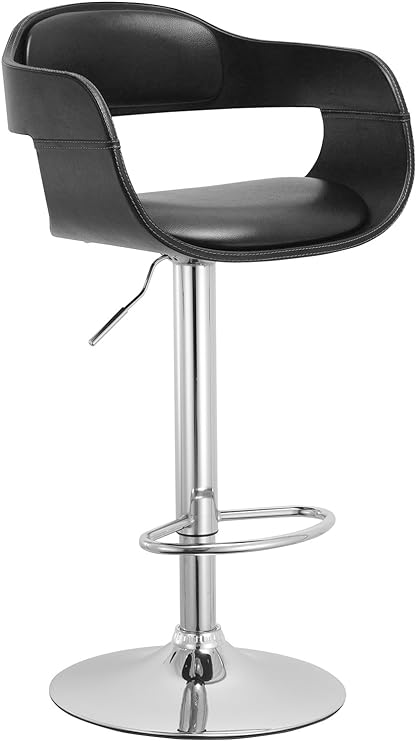 Contemporary Swivel Adjustable Barstool with Padded Seat