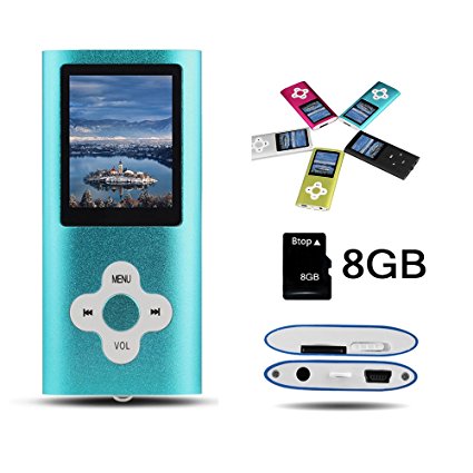 Btopllc MP3 Player MP4 Player Digital Music Player 8GB Internal Memory Card Portable and Compact MP3 / MP4 Music Player / Media Player / Video Player, Video, Ebook,Picture Music Player - Blue