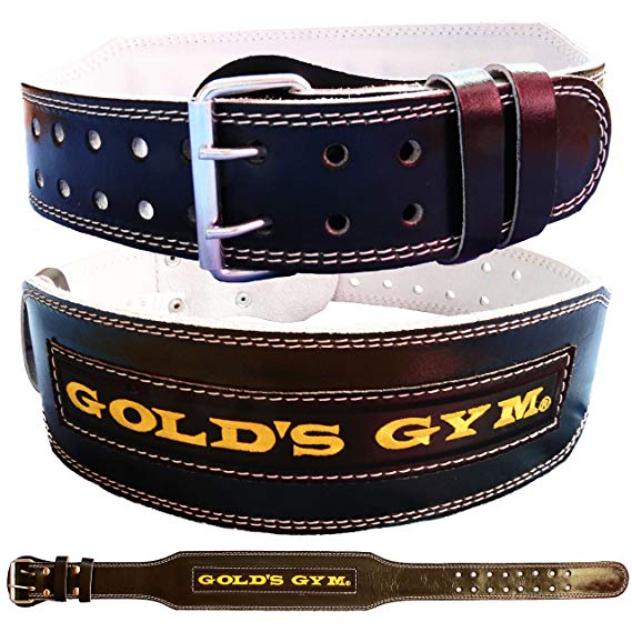 Golds Gym Leather Weight Lifting Belt 4" Training Bodybuilding Lumbar Support