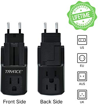 TRYACE Travel Adapter, Universal International Power Travel Adapters Plug Worldwide All in One Wall AC Charger Outlet Traveler Adaptor Charging Ports for US UK AU EU Over 200 Countries