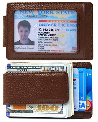 Money Clip, Front Pocket Wallet, Leather RFID Blocking Strong Magnet thin Wallet