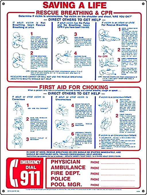 Poolmaster Sign for Residential or Commercial Swimming Pools, Combo Save a Life/Emergency