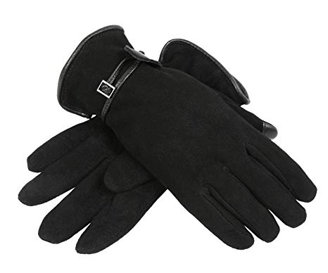 OZERO Winter Warm Gloves for Women Touch Screen Fingers and Deerskin Suede Leather for Driving Cycling Running