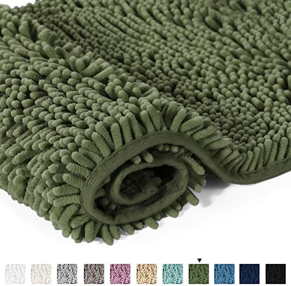 20x32 Inch Loden Bath Mat Soft Shaggy Bathroom Rugs Non-Slip Chenille Plush Rugs Luxury Microfiber Washable Bath Rug for Floor Bathroom Bedroom Living Room