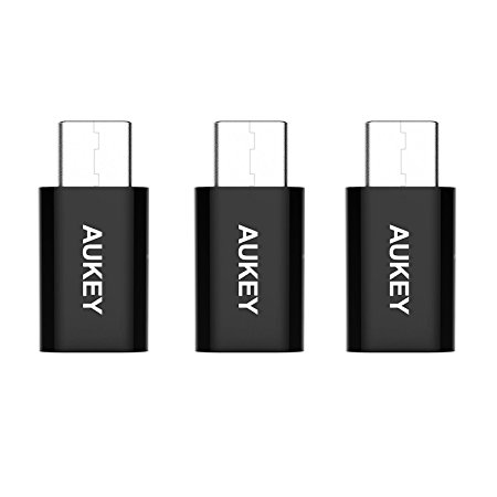 AUKEY USB C Adapter to Micro USB [ 3 Pack ] USB Type C to Micro USB Converter for Nexus 5X , Nexus 6P , Pixel C , OnePlus 2 , Lumia 950, One plus 3, Samsung Galaxy Note 7, Huawei P9 and Other Type-C Phones - Black