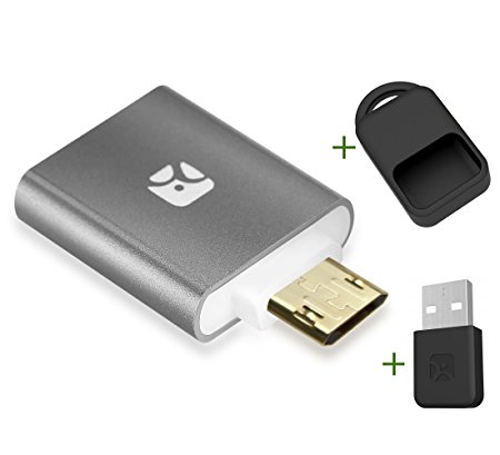 Dash Micro G3 MicroUSB: Mini MicroSD Card Reader for Galaxy S6/S7/Note 5 & others, with Case & USB-MicroUSB Adapter, Gray