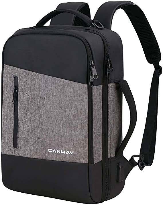 Canway Travel Laptop Backpack, 3-in-1 Large College School Computer Bag with USB Charging Port Fits 15.6 Inch Laptop, Bookbag Casual Hiking Daypack for Women & Men