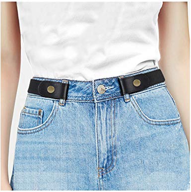 No Buckle Stretch Women Belt for Jeans Pants, Elastic Buckle Free Invisible Belts for Men up to 48 Inches by WHIPPY
