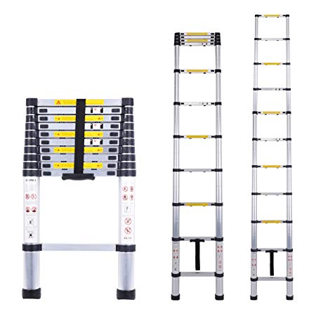 Telescopic Ladder Multi-Purpose Aluminium Telescoping Ladder Extension Extend Portable Ladder Foldable Ladder EN131 and CE Standards (3.2M/10.5Ft) by Myifan