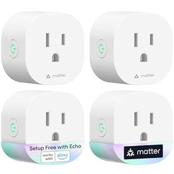 meross Matter Smart Plug Mini, FFS Easy Setup, 100% Privacy Smart Outlet, Compact Size, Support Apple Home, Alexa, Google Home with Schedule and Timer, App and Voice Control, 2.4G Wi-Fi Only (4 Pack)