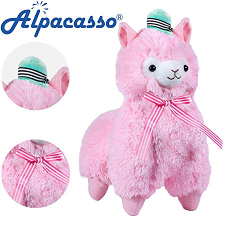 Alpacasso 14" Pink Plush Alpaca,Cute Soft Stuffed Animals Toy.