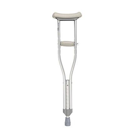 Drive Medical Aluminum Crutch with Comfortable Underarm Pad and Handgrip, Gray, Pediatric