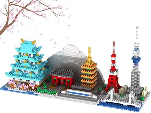 Japan Tokyo Skyline Collection Famous Architecture Model Building Block Set (1350pcs ) Micro Mini Bricks Toys Gifts for Kids and Adults