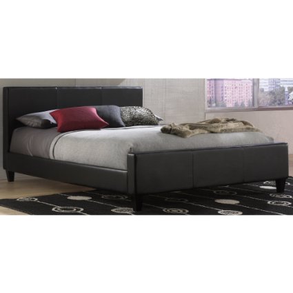 Fashion Bed Group B91L66 Euro Complete Platform Bed with Side Rails and Soft Upholstered Exterior, Black Finish, King