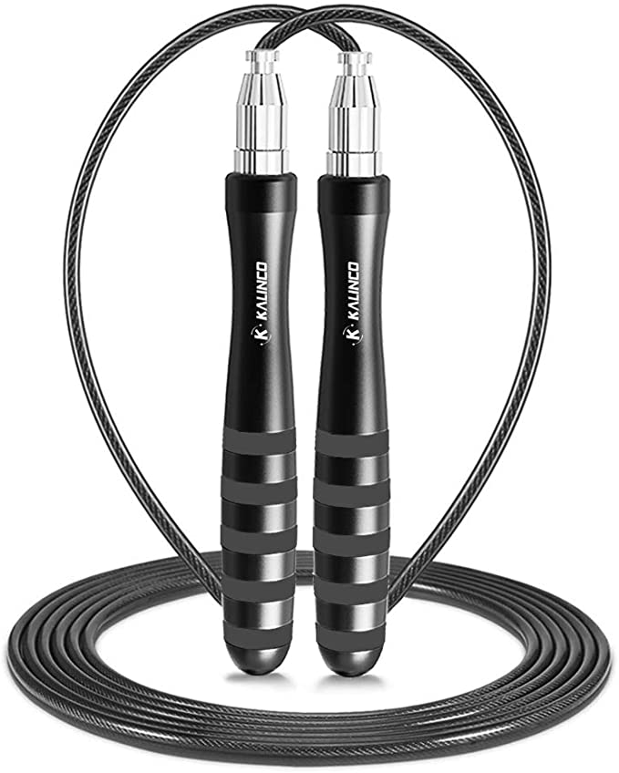 【CLEARANCE】KALINCO High Speed Jump Rope,Self-Locking Screw-Free, Skipping Rope,Weighted Tangle-Free,Patent Self-Locking,Adjustable Length,Aluminum Handles with 2 Cable Ropes-Perfect for Fitness and Training