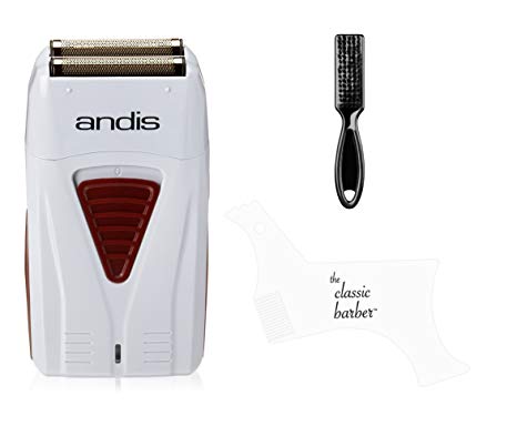 Andis ProFoil Lithium Titanium Foil Shaver with Blade Brush, & Classic Barber Beard Shaper Tool