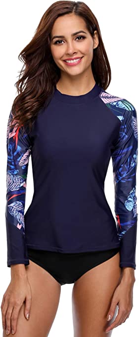 ATTRACO Rash Guard Women Long Sleeve Swim Top UV Sun Protection Swim Shirts